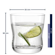 Becher S 330ml VITA aus Glas mit erfrischendem Getränk und Limettenscheiben, seitliche Perspektive