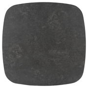 Draufsicht auf eine quadratische, dunkelgraue Tischplatte mit abgerundeten Ecken, geeignet für einen Couchtisch.