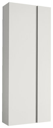 Weißer, moderner Schrank mit zwei Türen, seitliche Perspektive