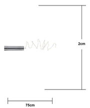 Silberfarbene LED-Lichterkette mit zylindrischem Batteriefach, Drahtlichter in Wellenform, Länge ca. 75 cm, Draufsicht auf weißem Hintergrund (Höhe ca. 2 cm)