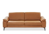 Braunes 3-Sitzer-Sofa aus Leder, Frontalansicht