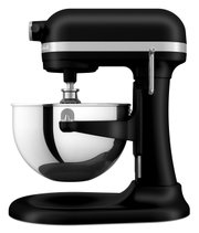 Zwarte keukenmachine Heavy Duty 5,2 l, zijaanzicht met roestvrijstalen mengkom.