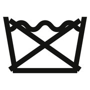 Symbol für nicht waschbar, schwarze Linien auf weißem Hintergrund, Vorderansicht