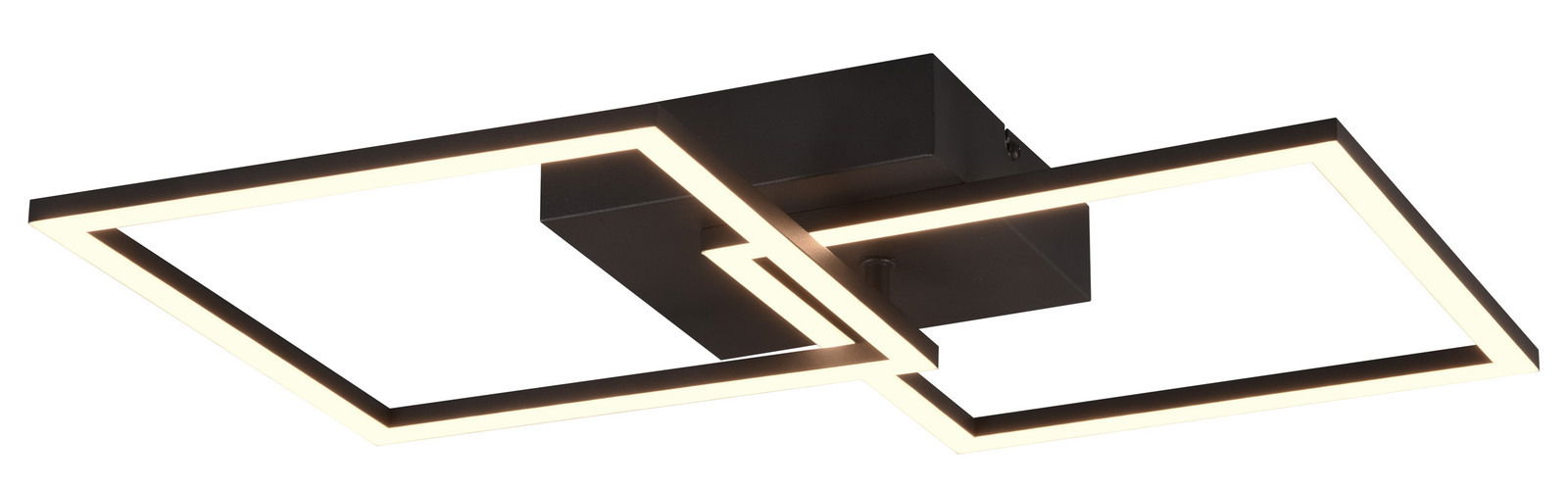 Moderne Deckenleuchte Trail mit zwei überlappenden quadratischen Rahmen, seitliche Perspektive