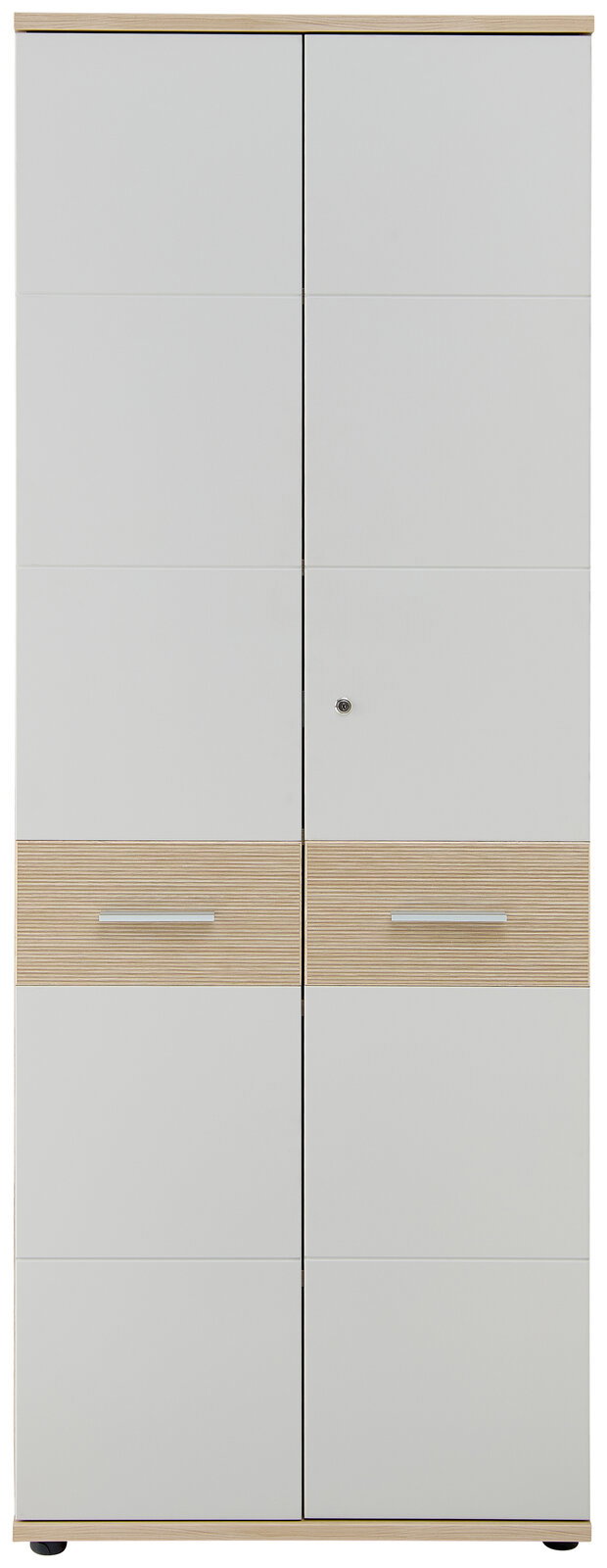 Stylife Aktenschrank hoch BASEL OFFICE Hoher Aktenschrank mit zwei Türen, Holz- und Weißoptik, Frontalansicht