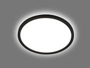 Runde LED-Deckenleuchte mit schwarzem Rand, Ansicht von unten