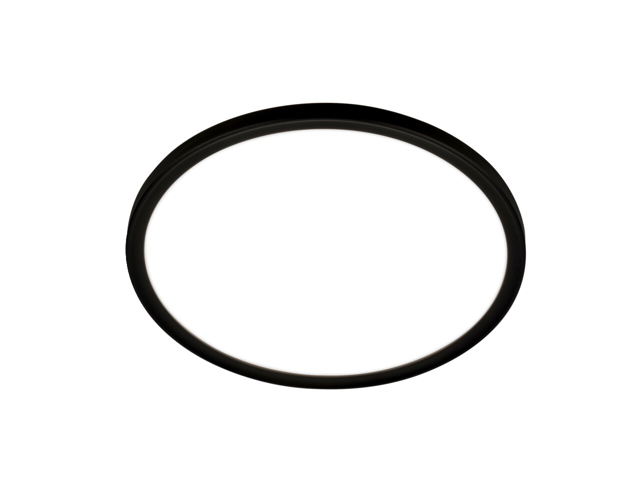 Runde LED-Deckenleuchte mit schwarzem Rand, Ansicht von unten