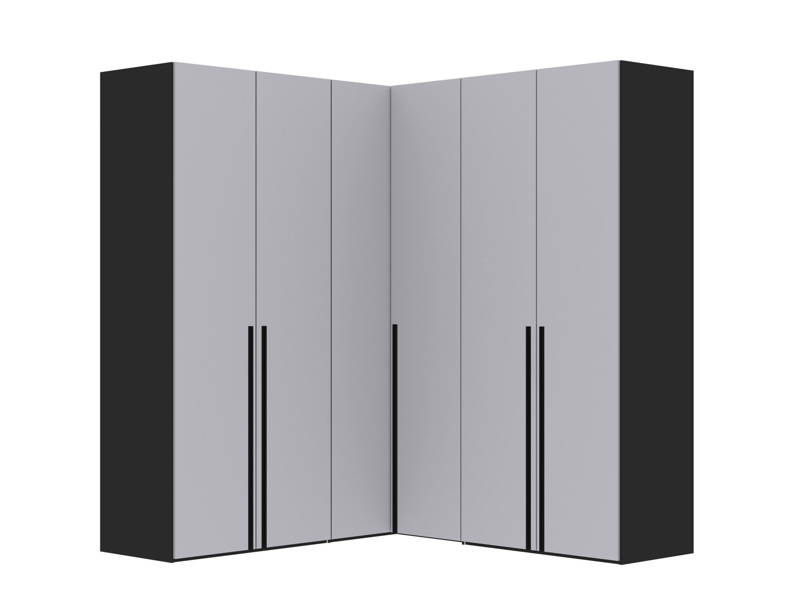 Jutzler Drehtüreneckschrank 6-trg. JUTZLER Moderner sechstüriger Drehtürenschrank in Eckform, Ansicht von vorne.