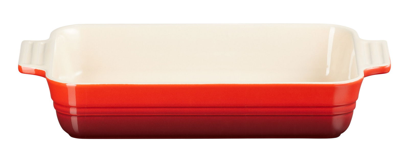 Rote Auflaufform aus Keramik, 32 cm, Vorderansicht