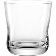 Transparenter Trinkbecher aus Glas mit 330ml Fassungsvermögen, seitliche Perspektive