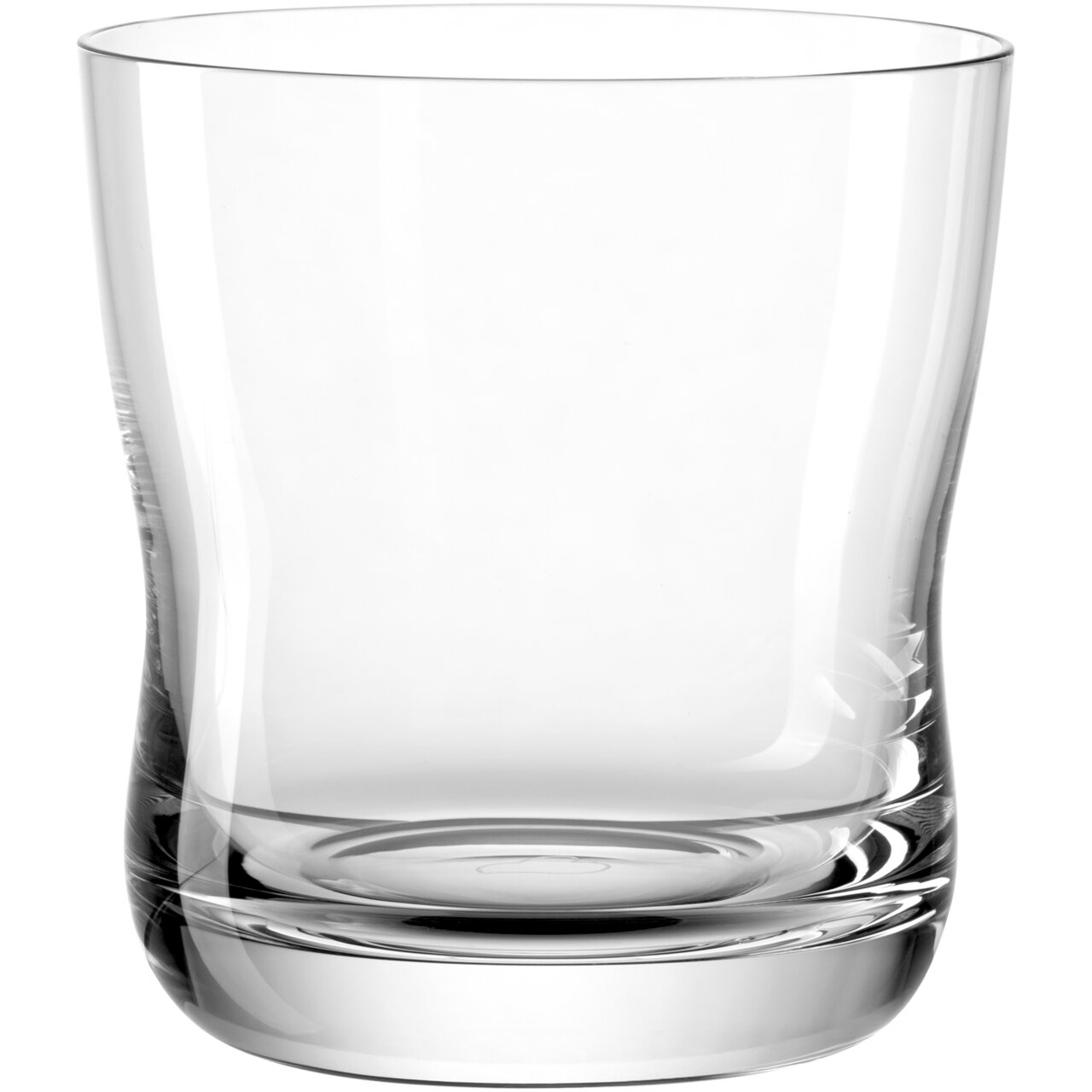 Transparenter Trinkbecher aus Glas mit 330ml Fassungsvermögen, seitliche Perspektive