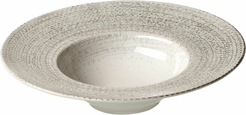 Ritzenhoff & Breker Gourmetteller RIMINI Gourmetteller 28cm mit grauem, gesprenkeltem Muster, seitliche Perspektive