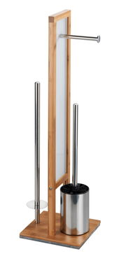 Stand WC-Garnitur Rivalta aus Bambus mit Edelstahl-Elementen, seitliche Perspektive
