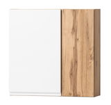 Hängeschrank 65 cm mit weißer und holzfarbener Front, Frontalansicht