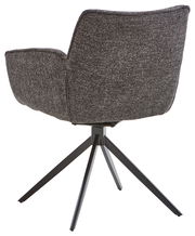 Rückansicht eines modernen Armlehnstuhls mit schwarzem Stoffbezug und Metallbeinen, Modell Valdera Armlehnstuhl DORI.