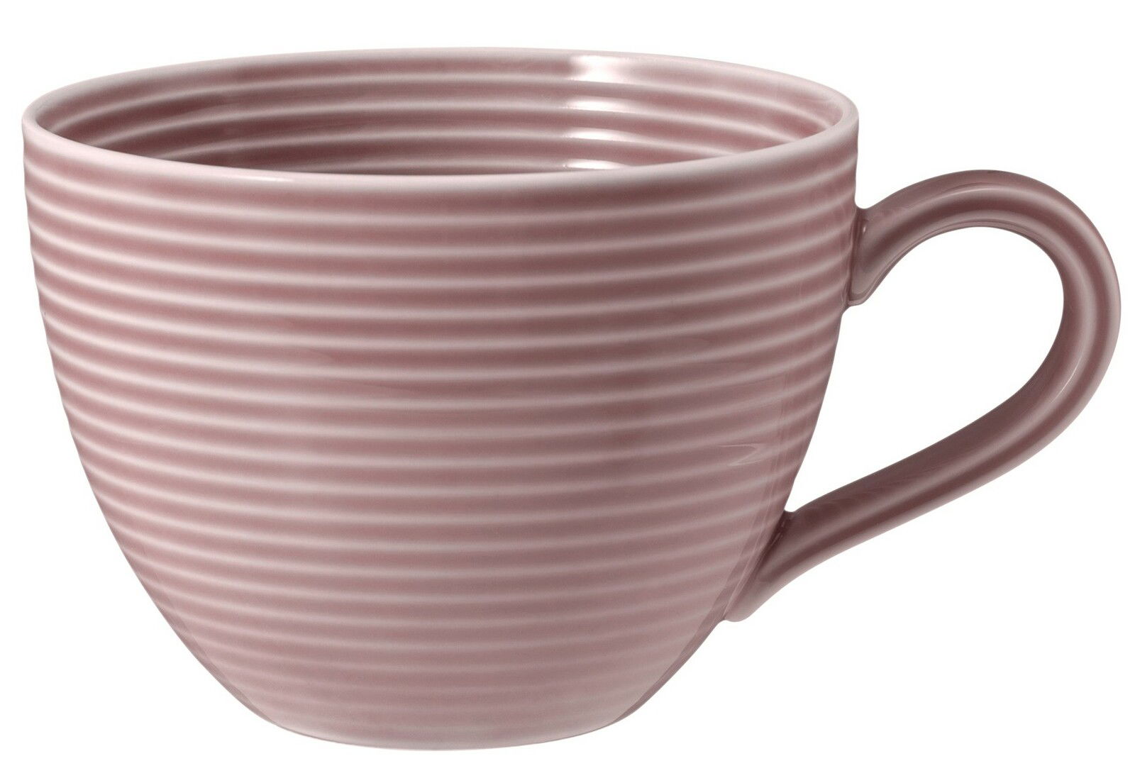 Seltmann Weiden Koffiekopje BEAT Rosa gestreifte Kaffeetasse mit Henkel, seitliche Perspektive