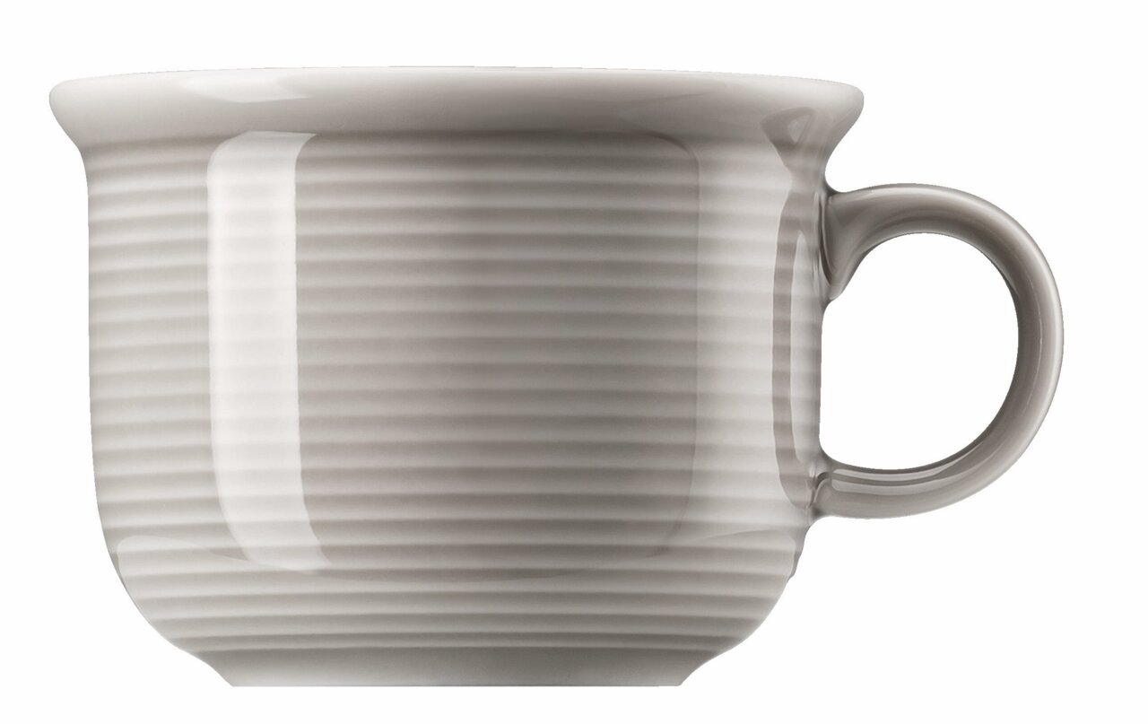 Thomas Espresso- Obertasse Trend Colour Seitliche Ansicht einer grauen Espresso-Obertasse mit geriffelter Oberfläche und Henkel.