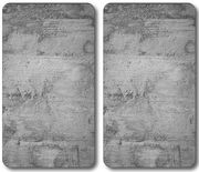 Zwei rechteckige Multi-Glasschneideplatten mit Betonoptik, aus der Vogelperspektive betrachtet.