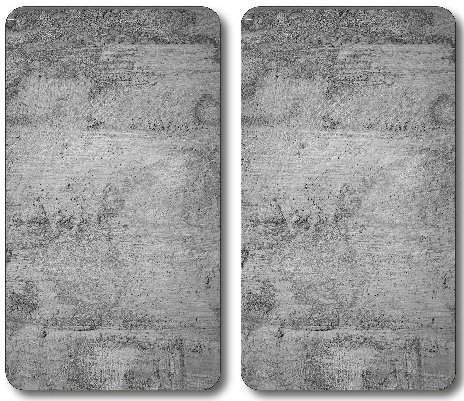 Zwei rechteckige Multi-Glasschneideplatten mit Betonoptik, aus der Vogelperspektive betrachtet.