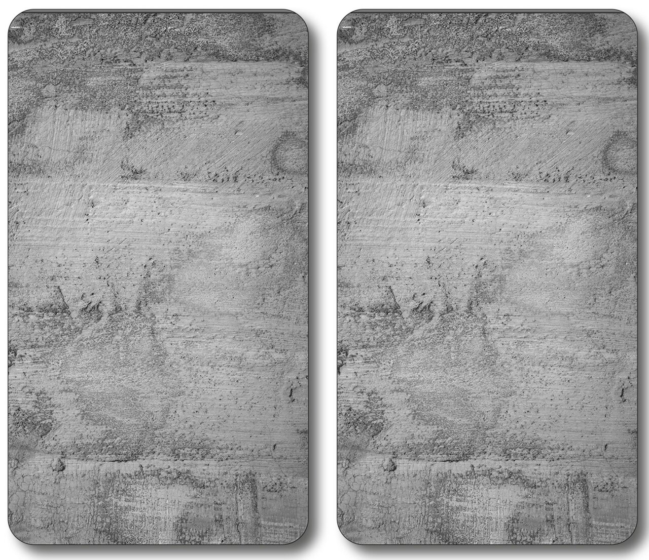 Kesper Multi-Glasschneideplatte 2er-Set Zwei rechteckige Multi-Glasschneideplatten mit Betonoptik, aus der Vogelperspektive betrachtet.