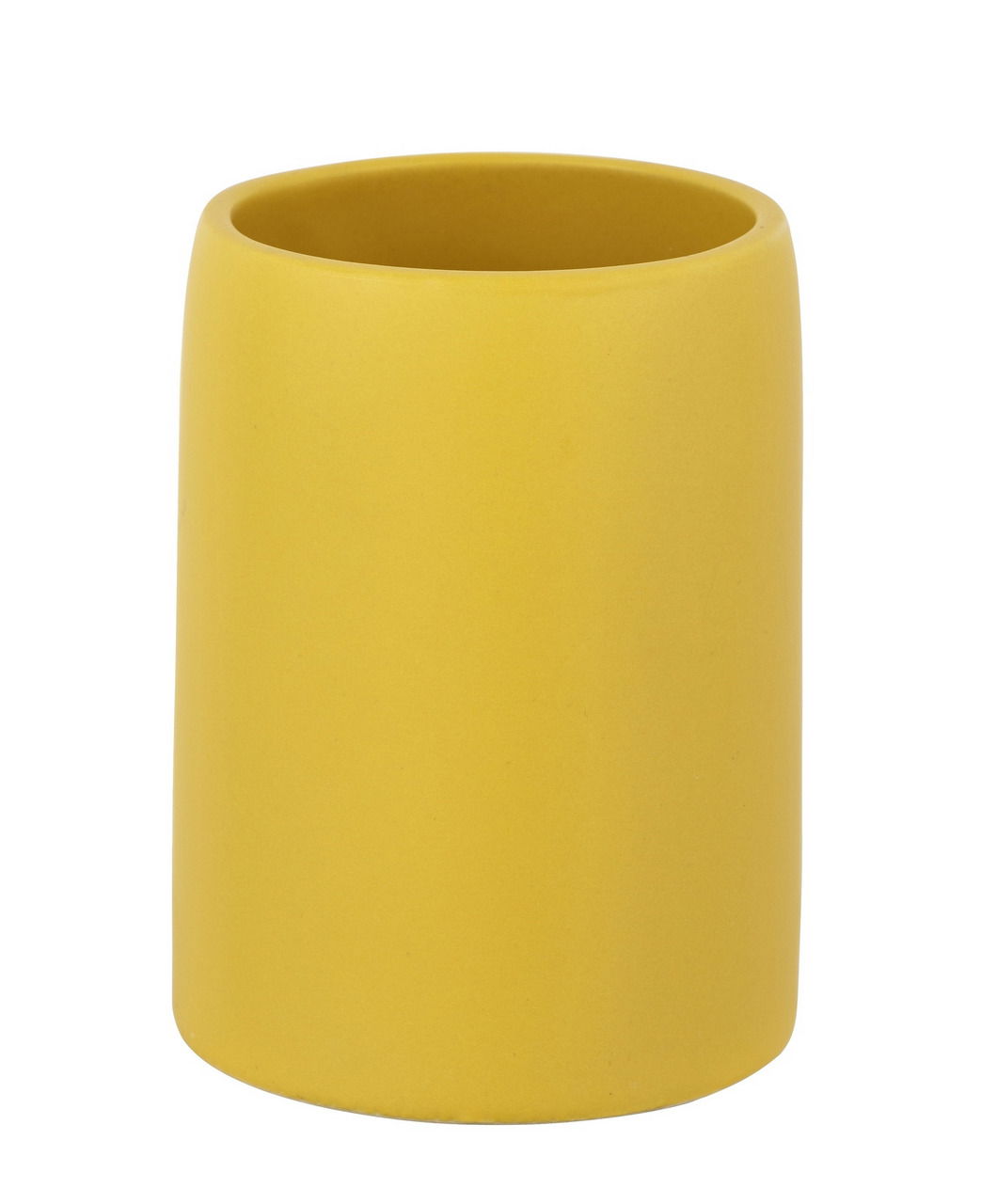 Schöner Wohnen Zahnputzbecher FUNO Gelber Keramik Zahnputzbecher Funo, frontal betrachtet