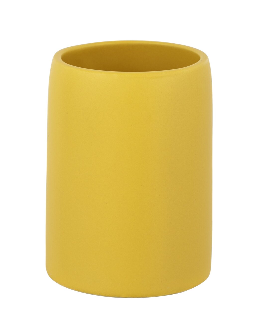 Schöner Wohnen Zahnputzbecher FUNO Gelber Keramik Zahnputzbecher Funo, frontal betrachtet