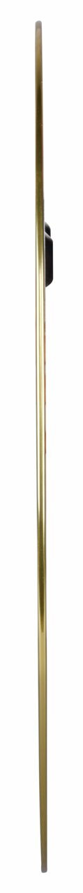 Seitenansicht eines runden Spiegels mit einem goldenen Rahmen, Serie ESRA, Durchmesser ca. 50 cm.