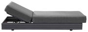 Seitliche Ansicht eines grauen 3-Sitzer Loungeelements mit verstellbarer Rückenlehne.