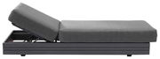 Seitliche Ansicht eines grauen 3-Sitzer Loungeelements mit verstellbarer Rückenlehne.
