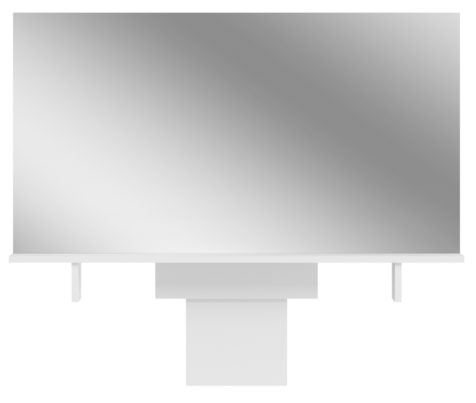 Moderner Aufsatzspiegel mit rechteckigem Design, frontal abgebildet.