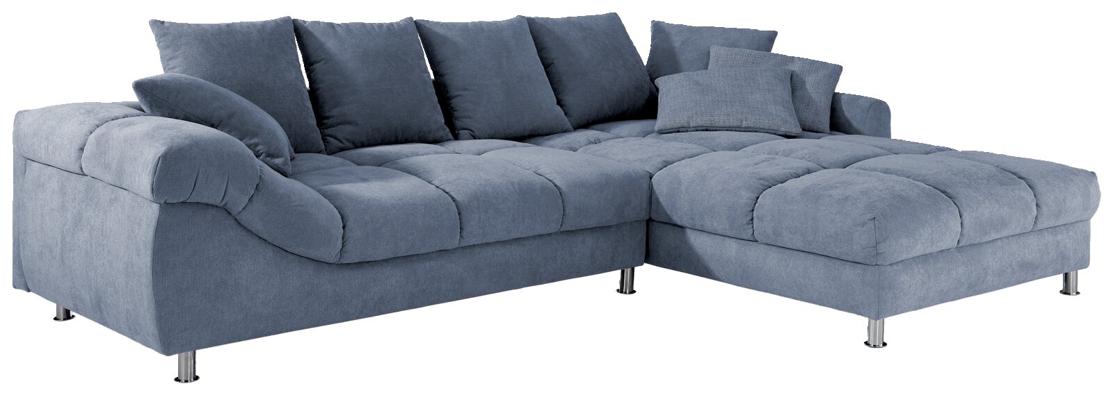 Z2 Ecksofa BROOKLYN II Graues Ecksofa mit weichen Kissen, Ansicht von vorne rechts