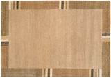 Beiger Wollteppich mit geometrischem Muster, Draufsicht