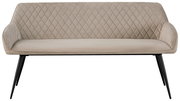 Elegante Sitzbank mit gesteppter Rückenlehne und schwarzen Beinen, Frontalansicht