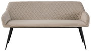 Elegante Sitzbank mit gesteppter Rückenlehne und schwarzen Beinen, Frontalansicht