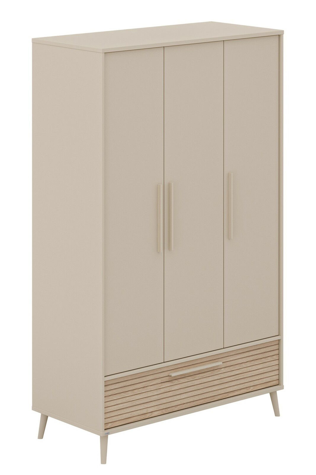 Paidi Kleiderschrank EEFJE Beiger Kleiderschrank mit drei Türen und einer Schublade, seitliche Perspektive