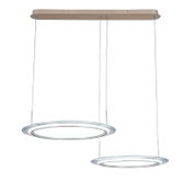 Moderne LED-hanglamp met twee ringvormige lichtelementen, zijaanzicht