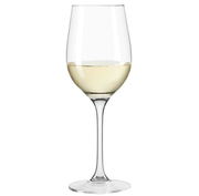 Weißweinglas Ciao+ 300ml, gefüllt mit Weißwein, seitliche Ansicht