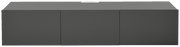 Frontansicht eines modernen, grauen TV-Hängelowboards mit drei Türen.