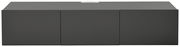 Frontansicht eines modernen, grauen TV-Hängelowboards mit drei Türen.