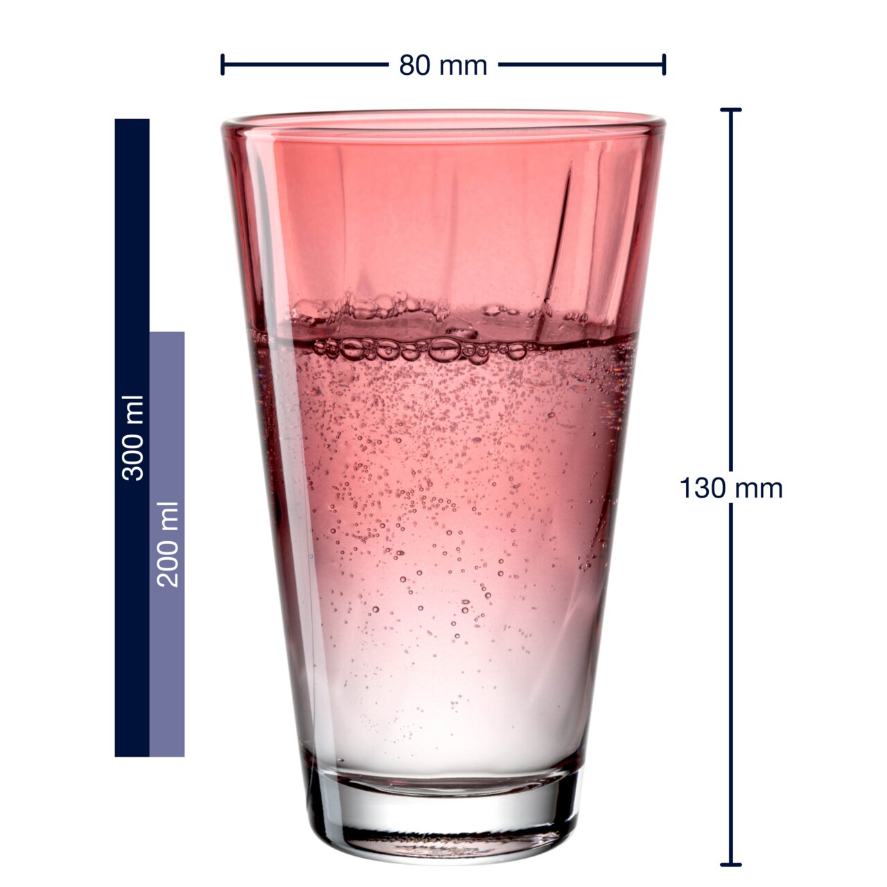 Rood drinkglas Twist met een inhoud van 300 ml, zijaanzicht