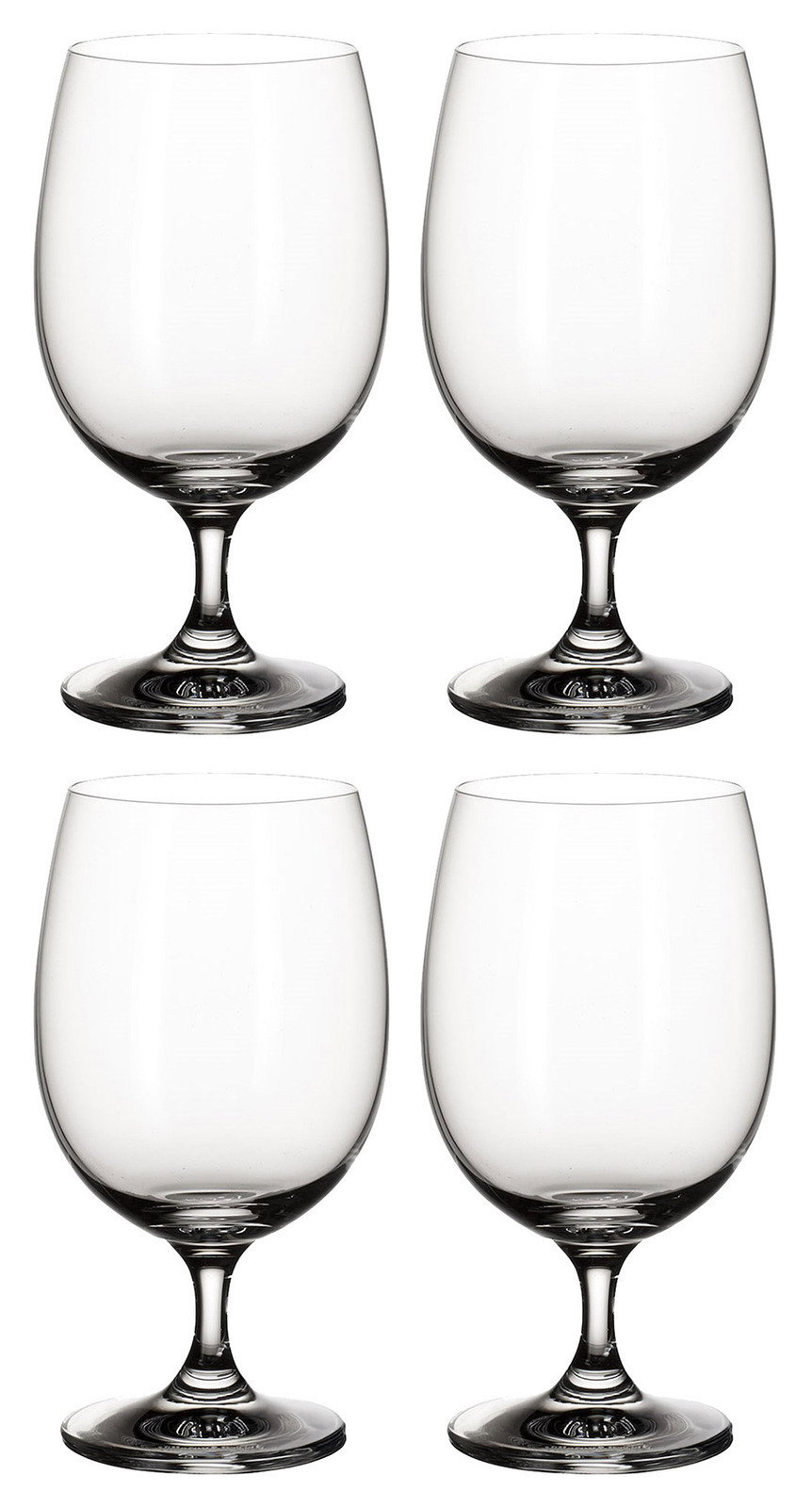 Villeroy & Boch Set van 4 waterbekers LA DAVINA Vier elegante Wasserkelche aus Glas, frontal abgebildet.