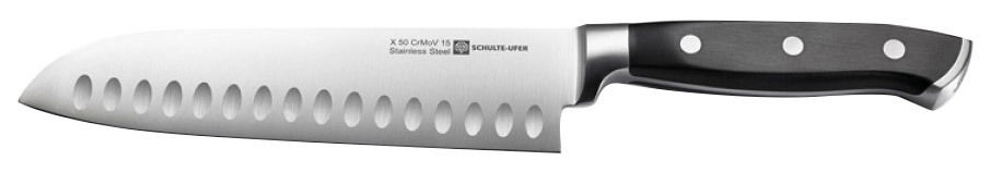 Santokumesser mit Kullenschliff, seitliche Ansicht