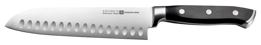 Santokumesser mit Kullenschliff, seitliche Ansicht