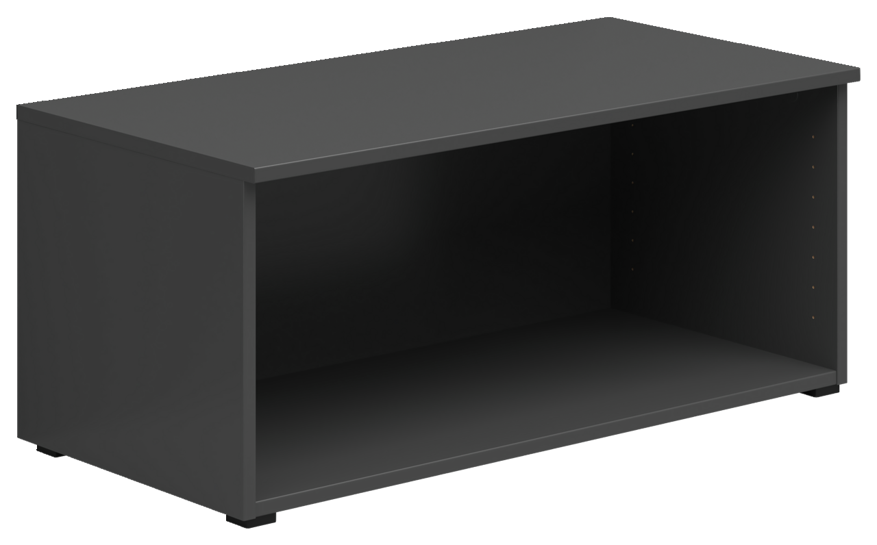 Carryhome Regalaufsatz MULTISTAURAUM Schwarzer Regalaufsatz aus Holz, perspektivisch von vorne links fotografiert.