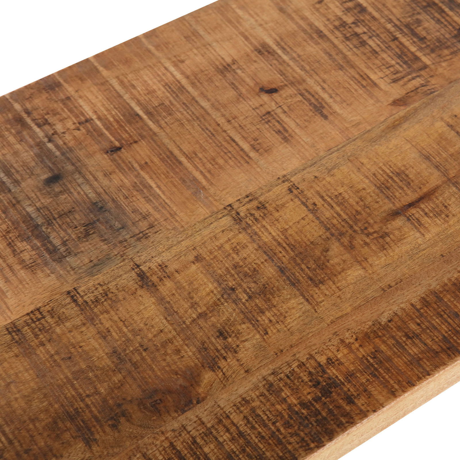 Nahaufnahme einer Holzoberfläche mit natürlicher Maserung, aus der Vogelperspektive fotografiert.