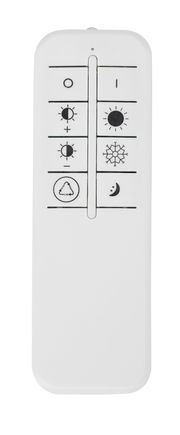 Fernbedienung für LED-Hängeleuchte Sol, Vorderansicht mit verschiedenen Symbolen zur Steuerung der Lichtintensität und -farbe.