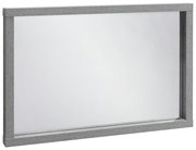 Rechteckiger Spiegel mit grauem Holzrahmen, seitliche Perspektive