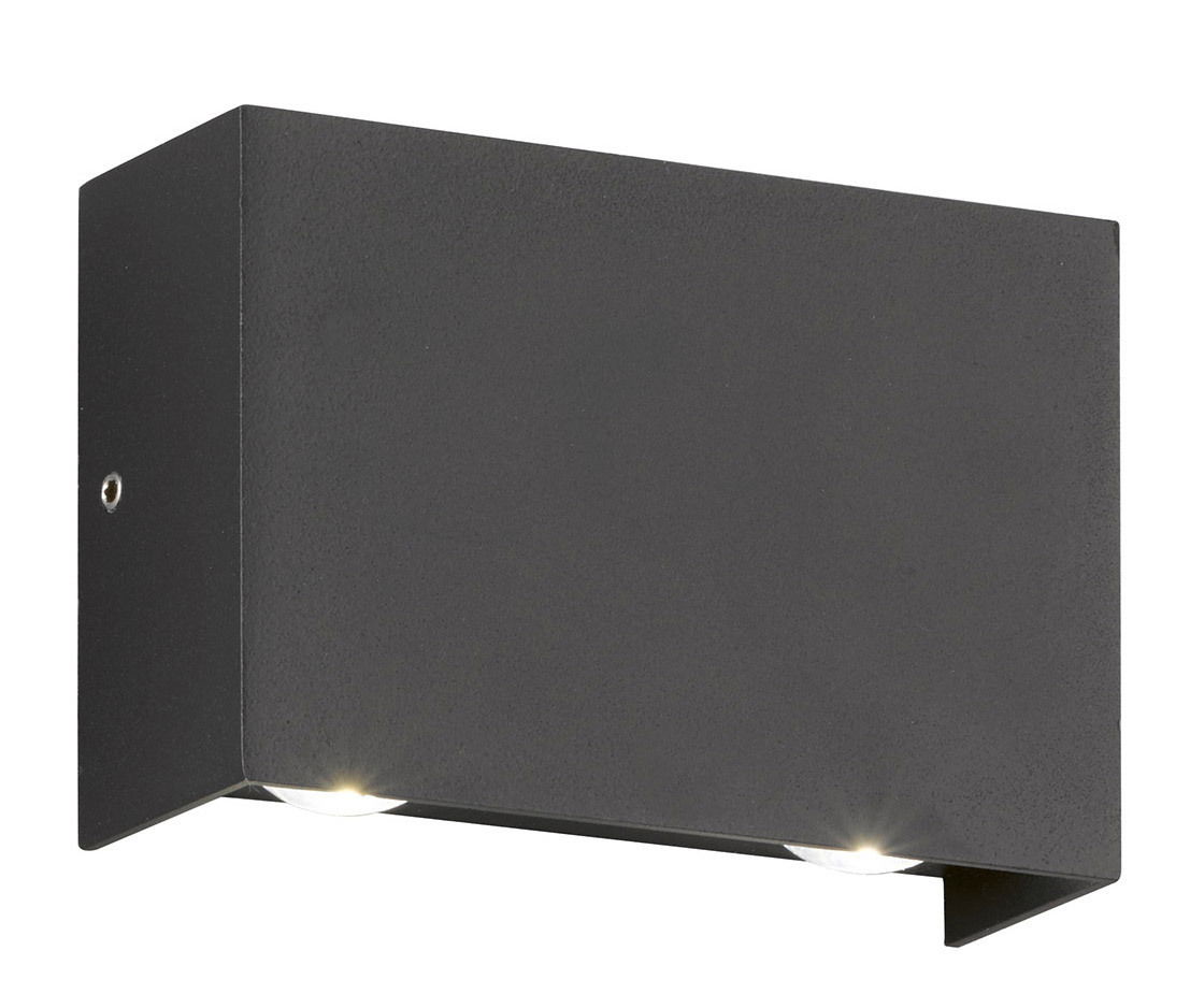 Moderne schwarze Wandleuchte Nair mit rechteckigem Design, seitliche Perspektive