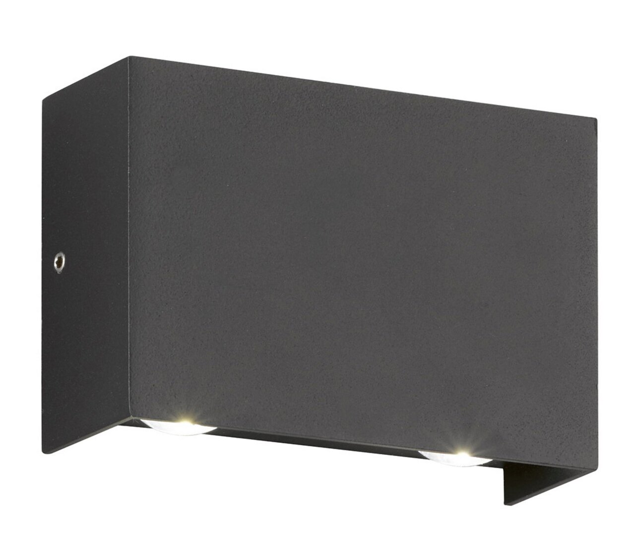 Moderne schwarze Wandleuchte Nair mit rechteckigem Design, seitliche Perspektive
