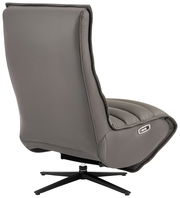 Rückansicht einer grauen Relaxliege mit modernem Design und drehbarem Fuß.